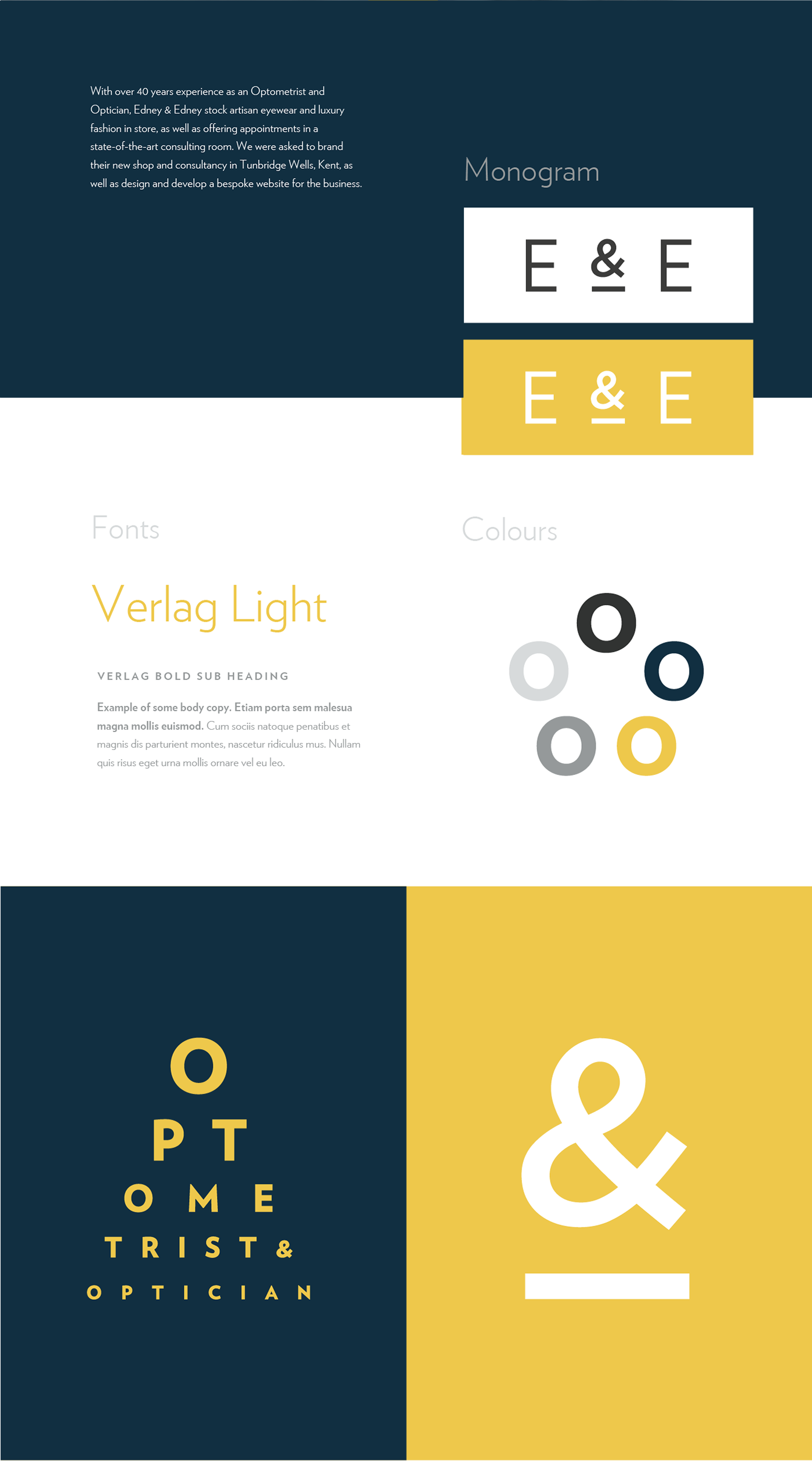 Optician optometrist branding  Website design