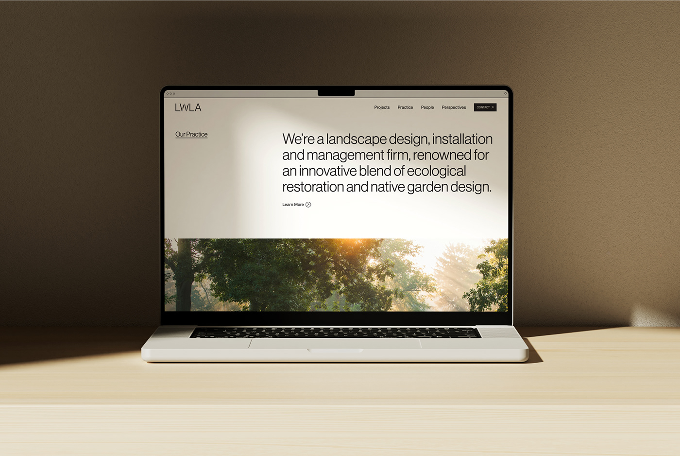 Sample of homepage viewed on a Macbook Pro