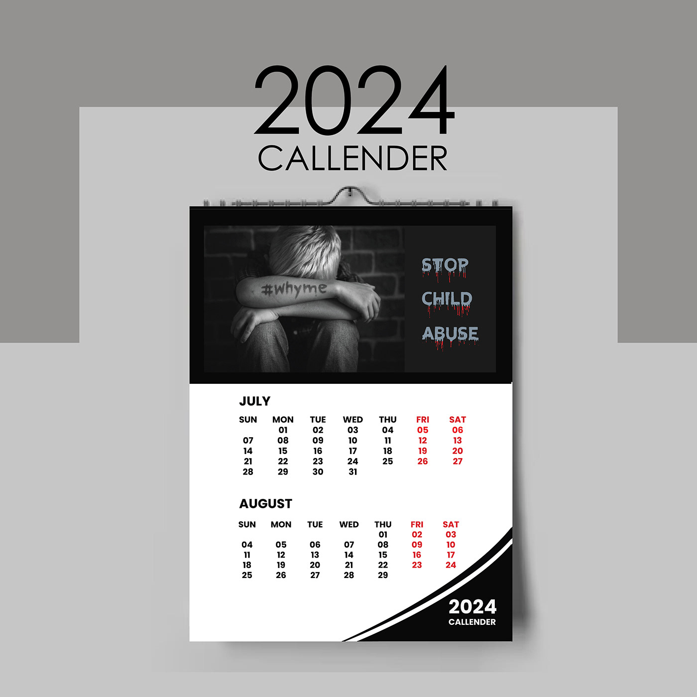 Callender 2024 calendar 2024 calendar design child abuse callender design callender graphics