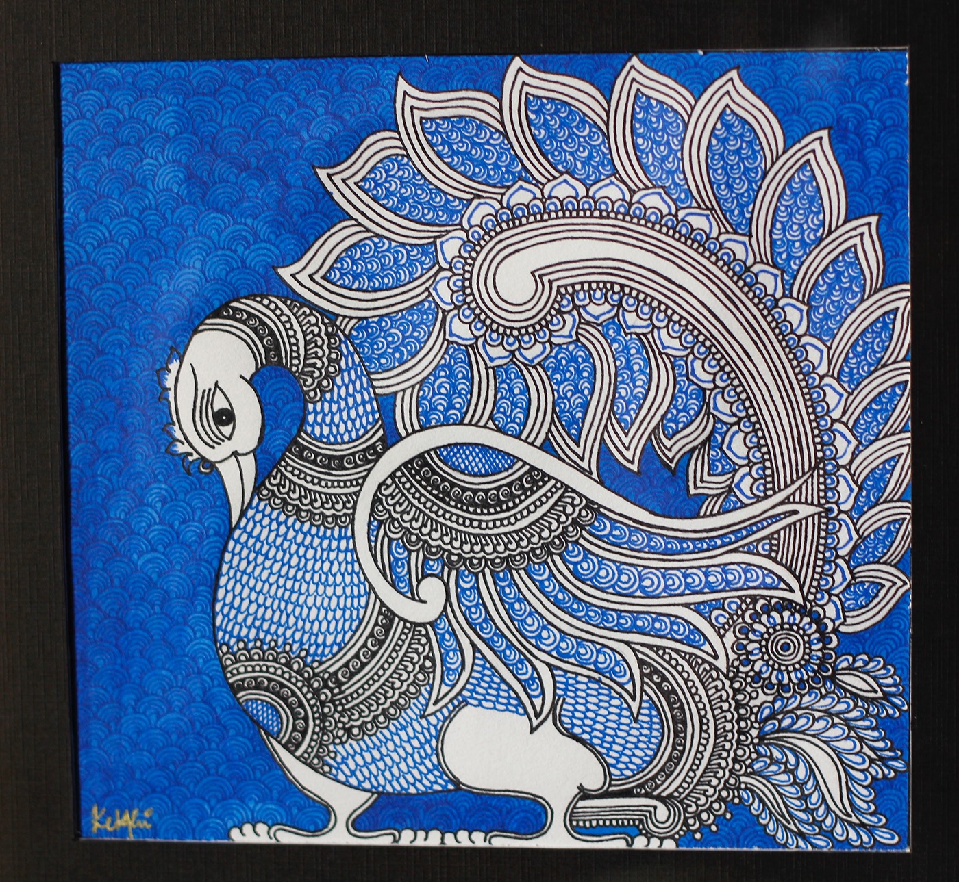 Kalamkari Indian folk art contemporary folk art tree of life peacocks