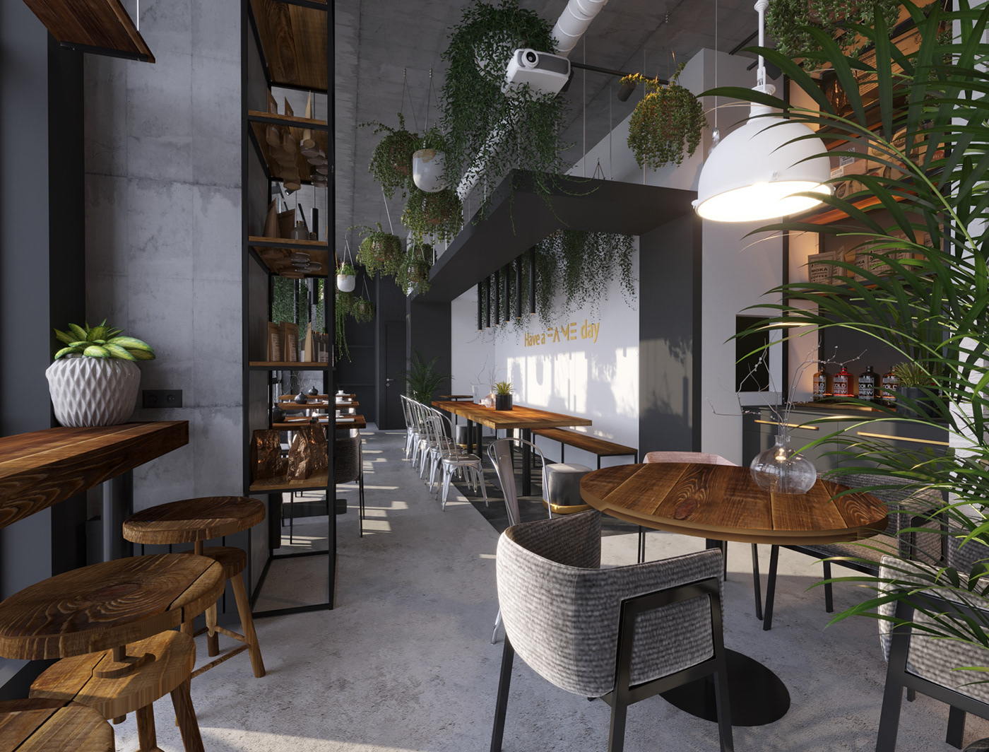restorante Project fame designe architecture Coffee caffee shop  kiev HORECA design corona render 