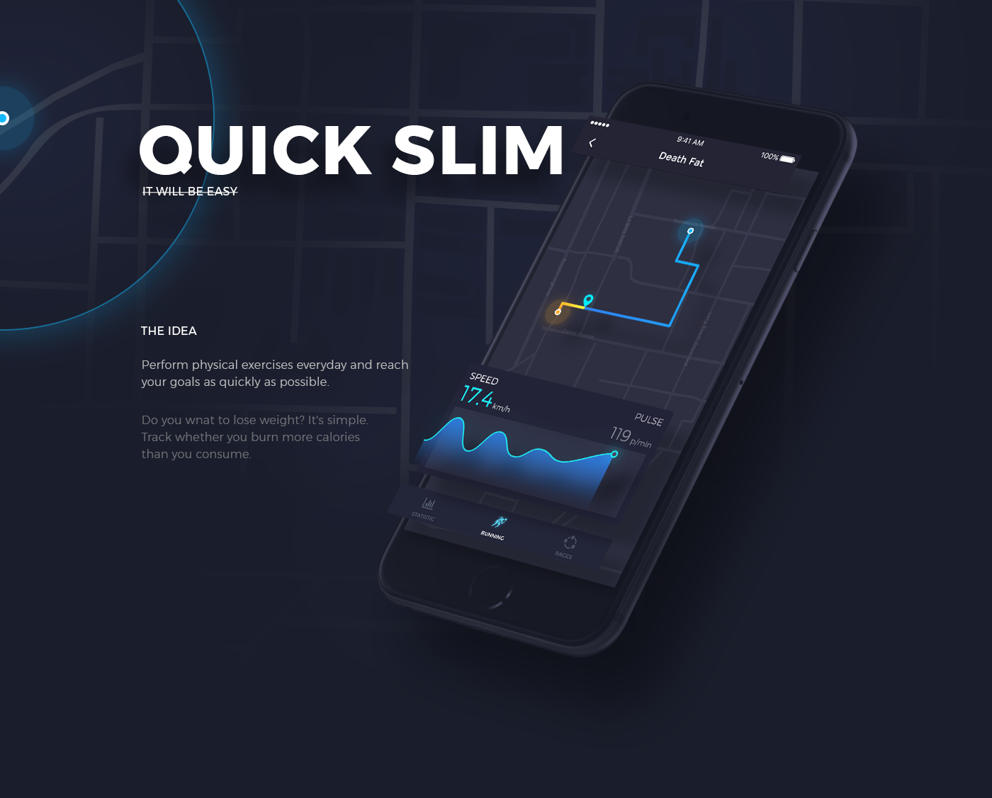 app fitness running ios motion UI ux map tracking calories