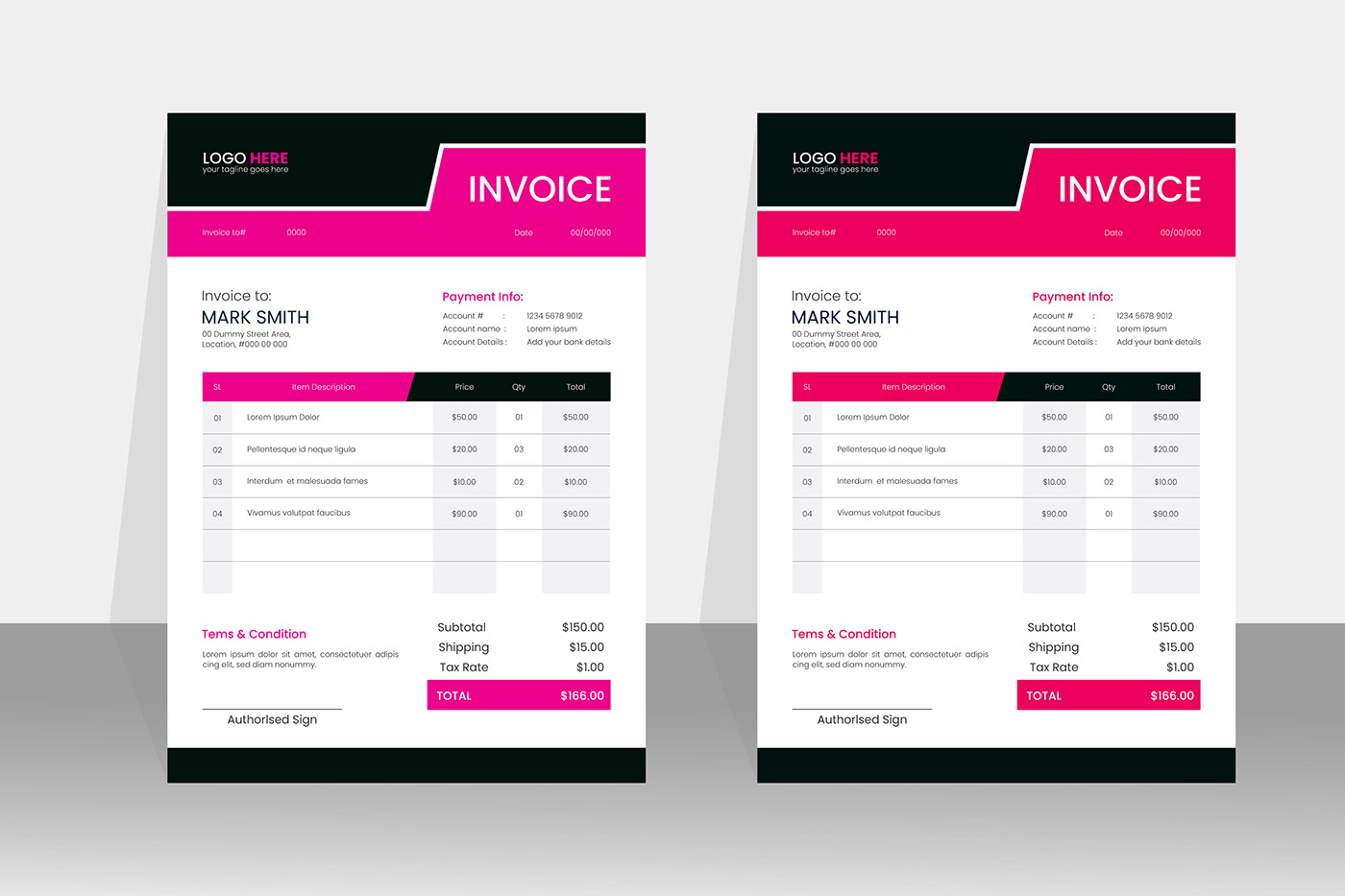 modern Creative Design business Invoice Design template presentation merketing bill payment design