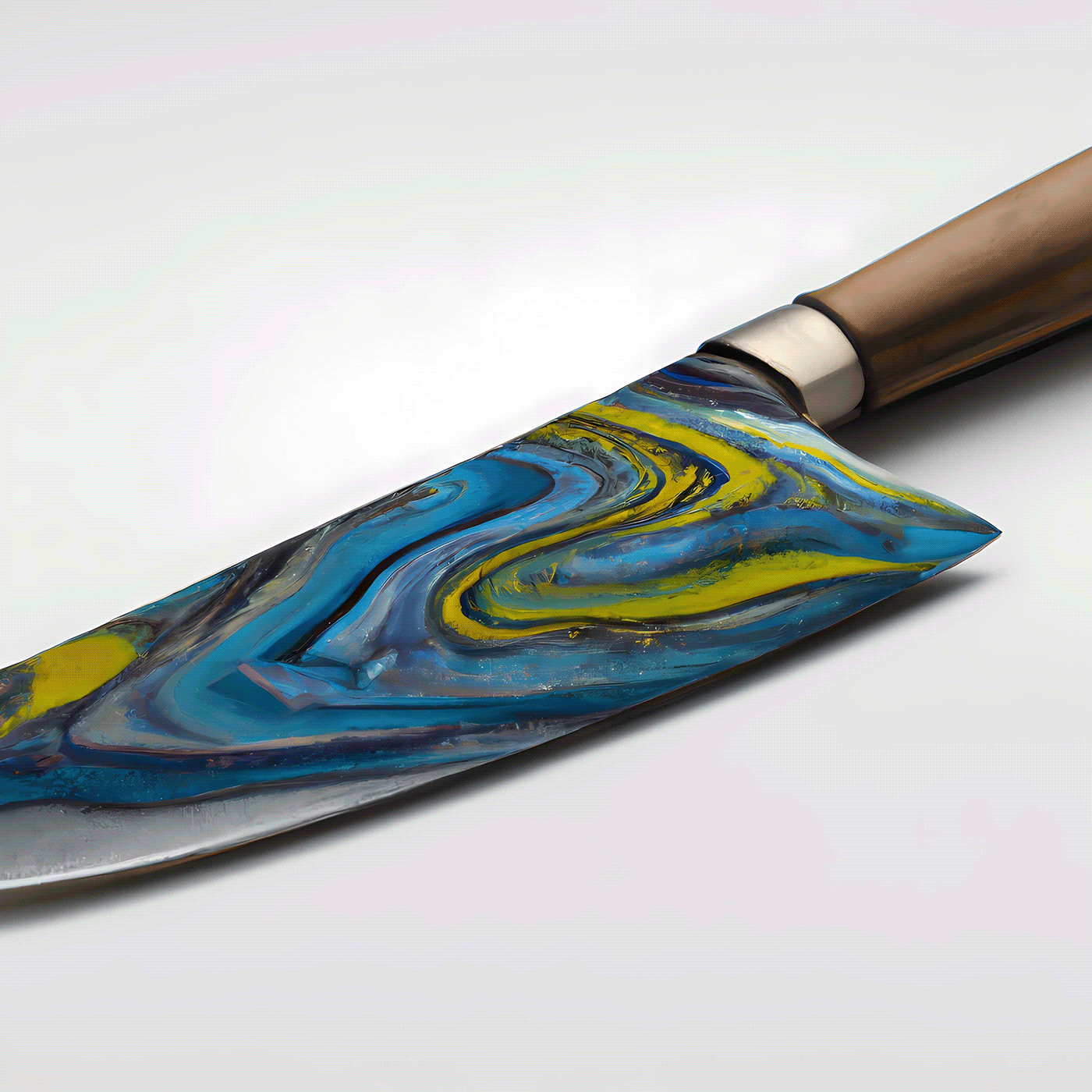Damascus industrial knife metal painting   product design  steel