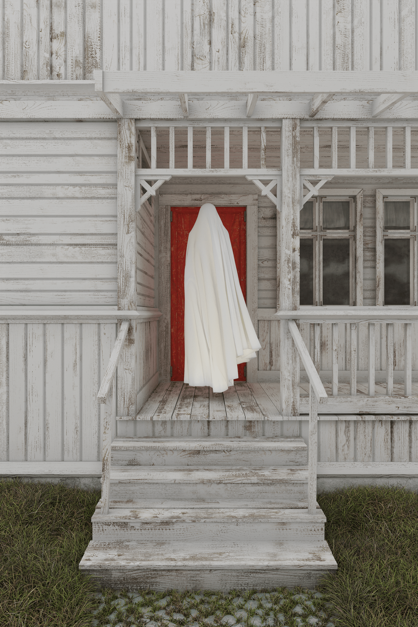 3D Render art ILLUSTRATION  ghost Clothing photorealistic visualization CGI interior design 
