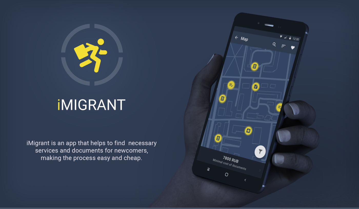 dark black yellow grey mobile Immigration help services map filter