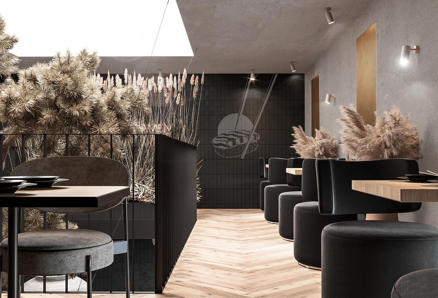 azianadesign inerior interior design  modern restaurant visualization