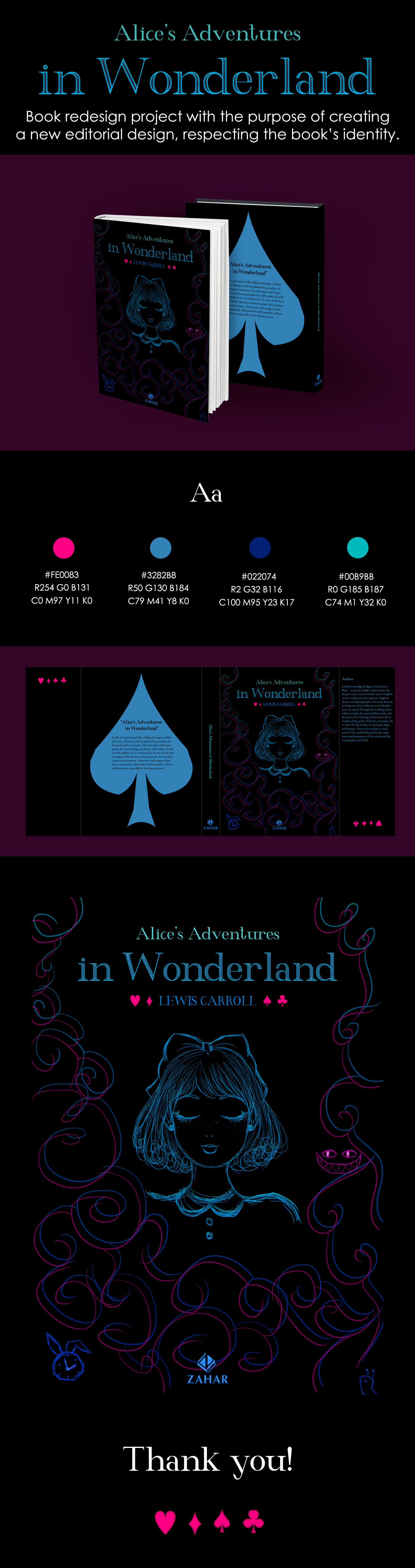 alice wonderland adventures book cover redesign editorial psychedelic alice in wonderland