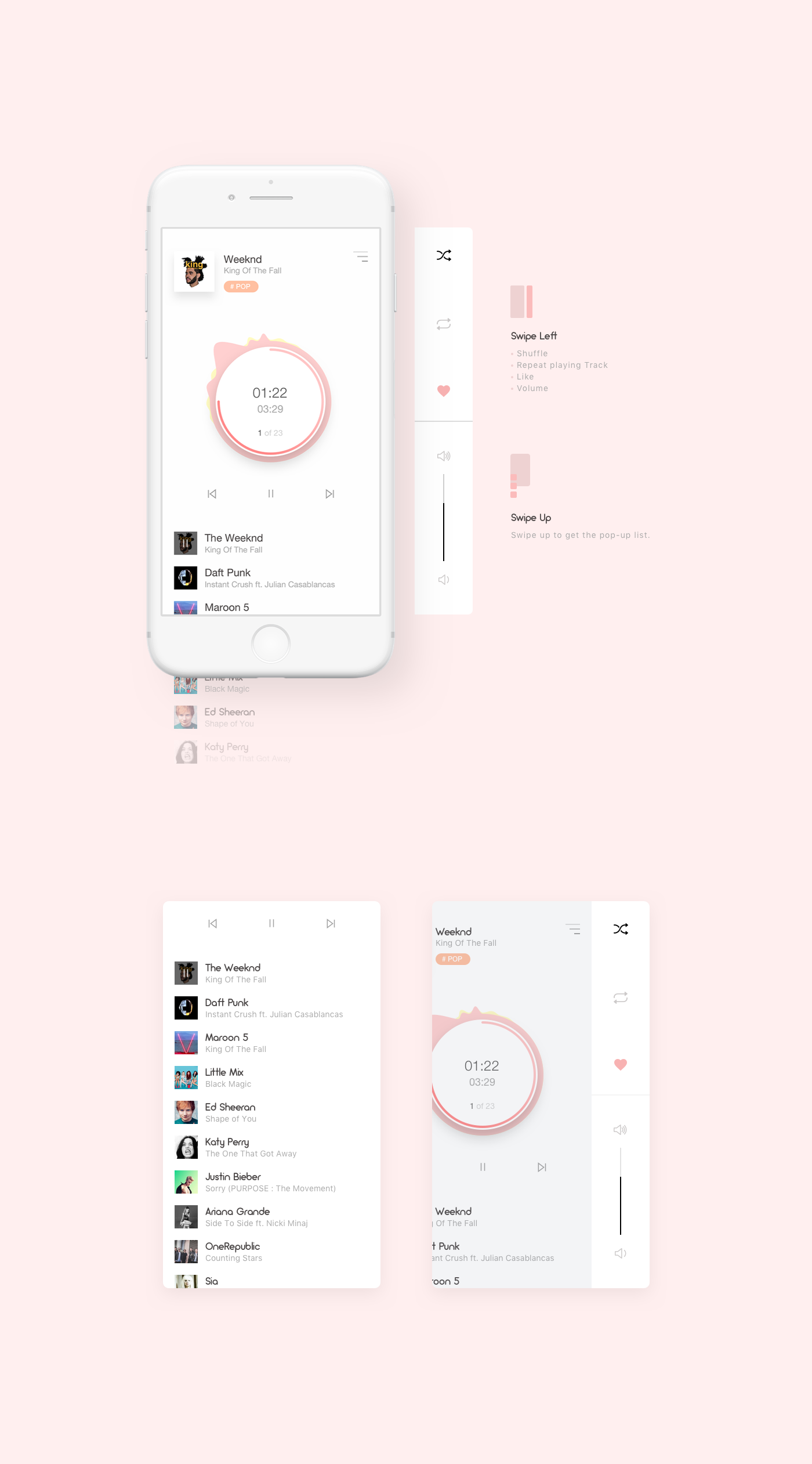 design ios iphone  minimal sound UI music player app Audio