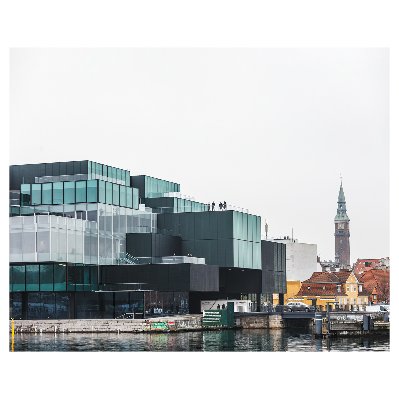 OMA koolhaas dutch danish architecture box concrete glass reflection harbour