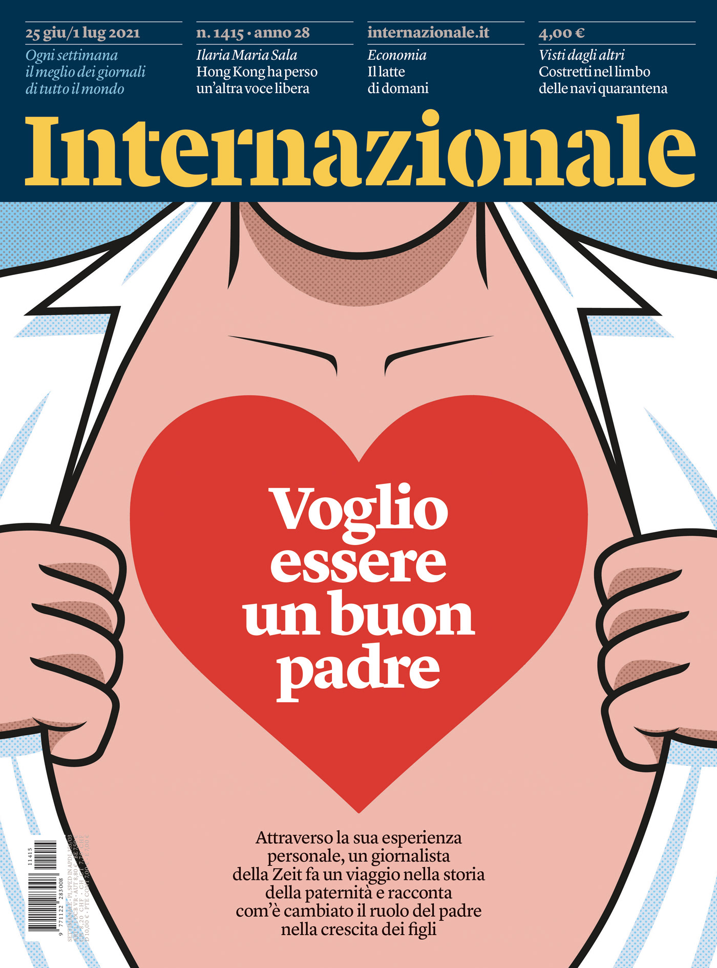 cover editorial father heart ILLUSTRATION  internazionale magazine Magazine Cover SuperHero vector
