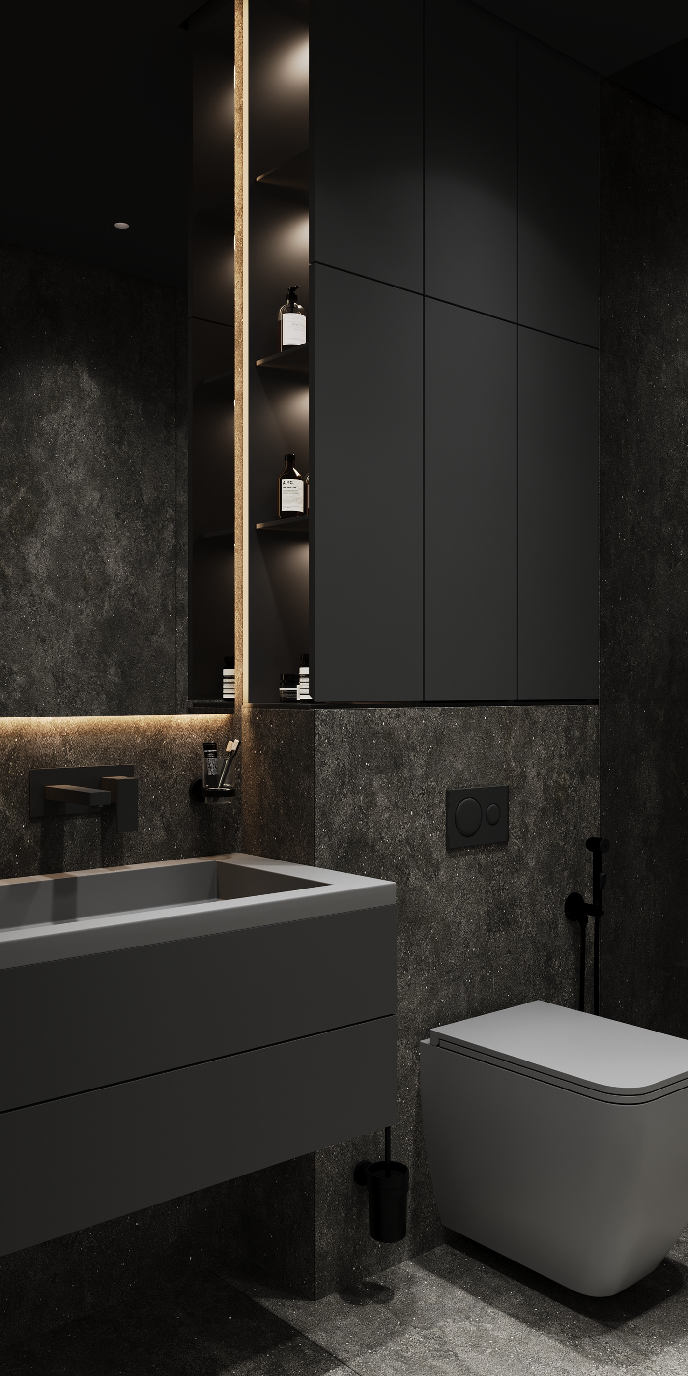 darkinterior interior design  living room visualization 3ds max bedroom bathroom dressing Apatment blackinteriors
