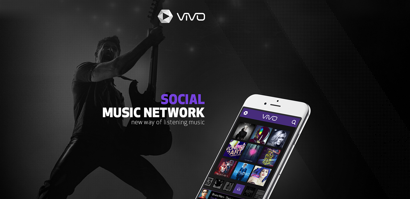 social network mobile tablet app Interface violet flat dark