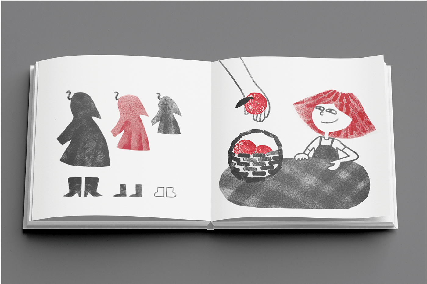 artbook Character design  children book children illustration digital illustration handmade book ILLUSTRATION  redhood silent book Zine 