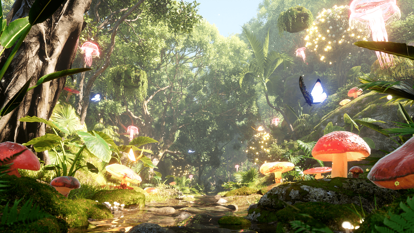 summer c4d cinema4d octane animation  Digital Art  forest Nature green beauty
