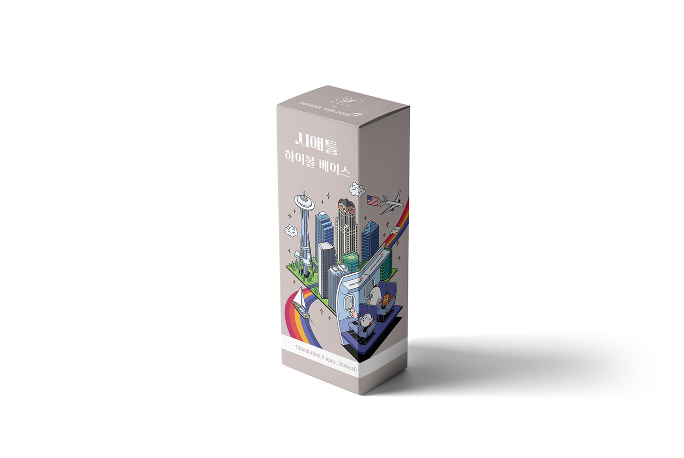 J-EIGHT highball Isometric line illustration Asiana Airlines package design  airport eble highball