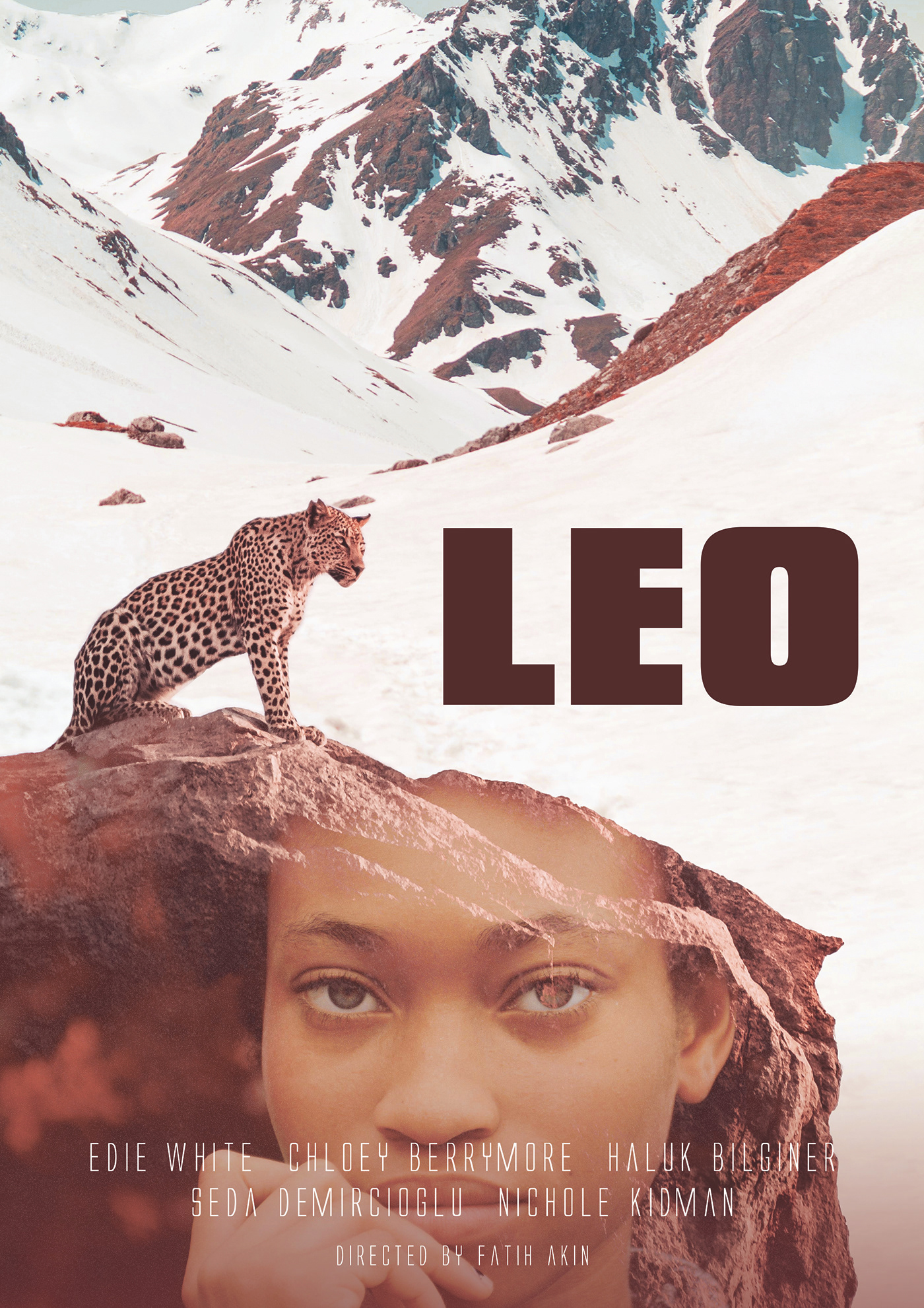 Leo lion mountain movie photoshop poster snow tiger