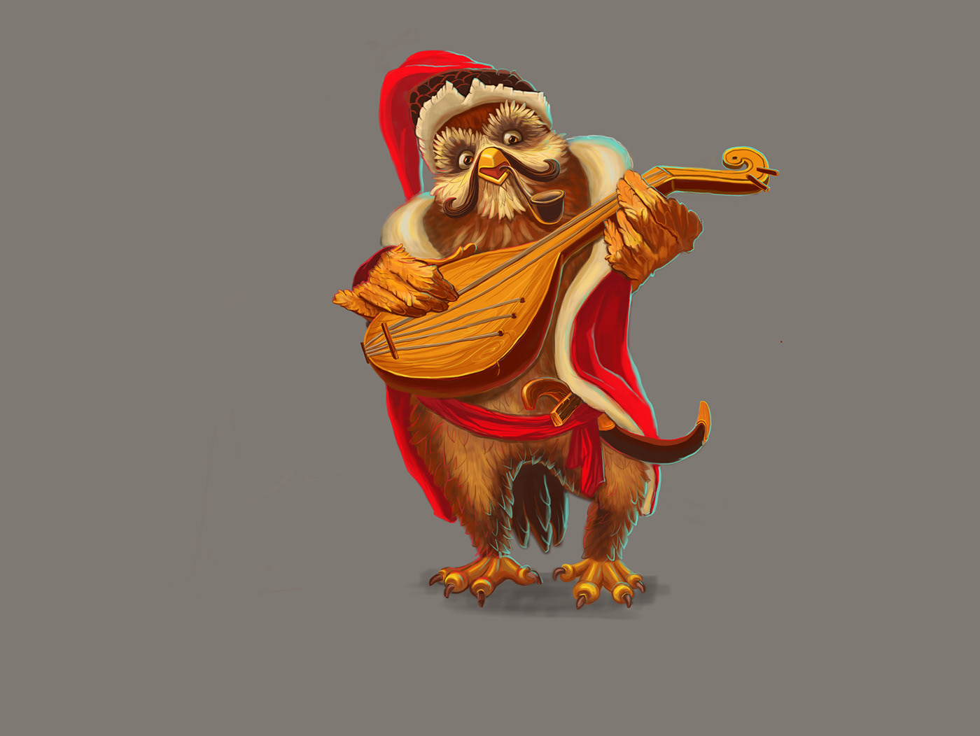 ukrainian owl Character cartoon bird musician ILLUSTRATION 