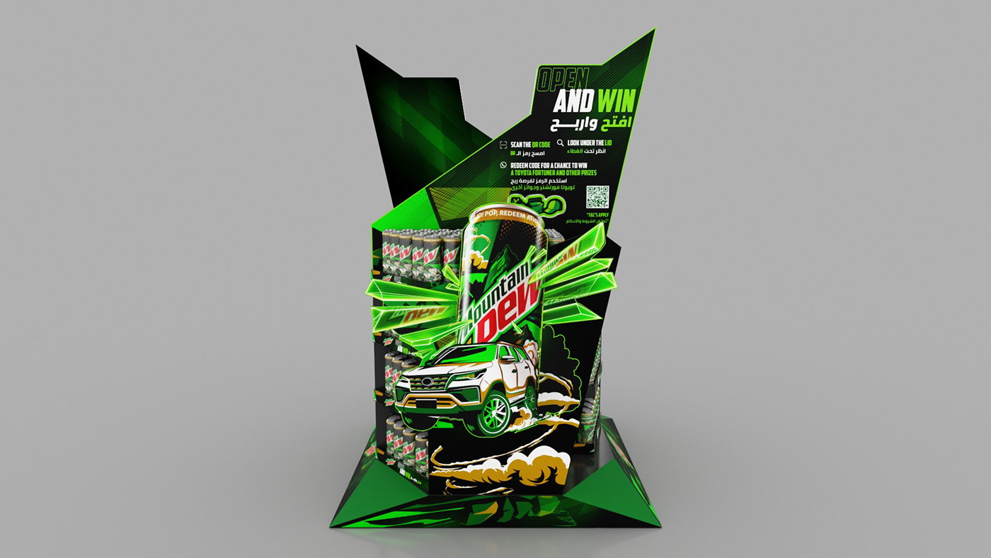 Mountain Dew Advertising  summer promo campaign Display Stand 3D architecture