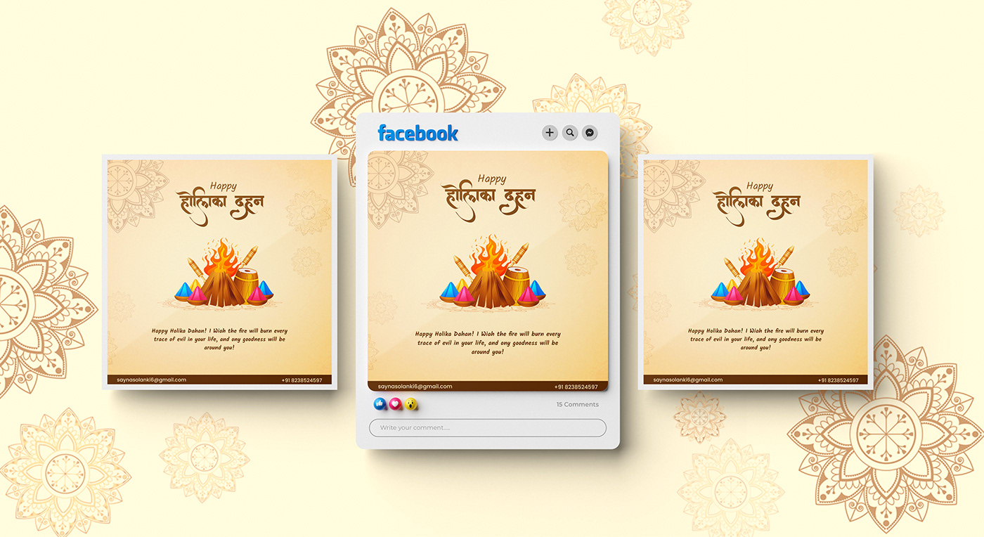 holi Holika Dahan happy holi Festival of Colors post Social media post design