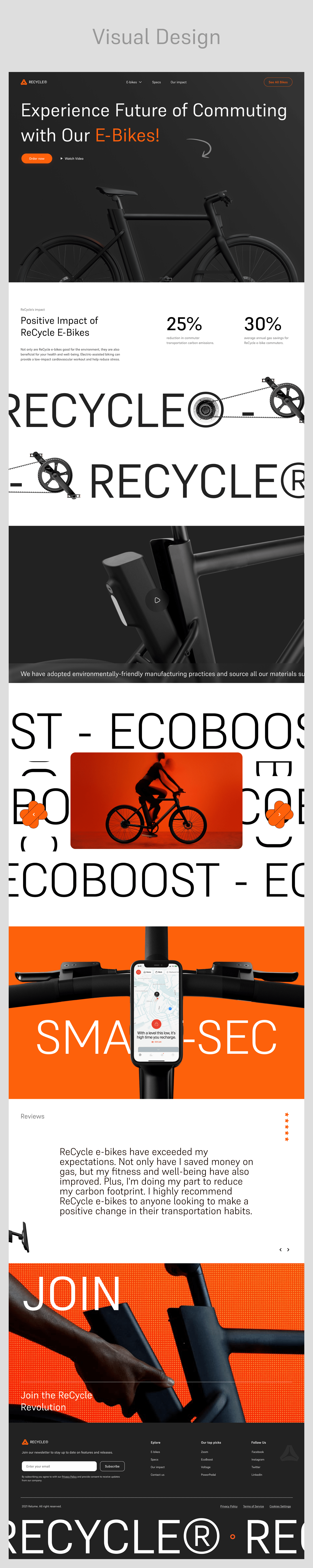 online store Ecommerce landing page electric bike Bicycle bike landing page UI/UX Web Design  minimal Website Design