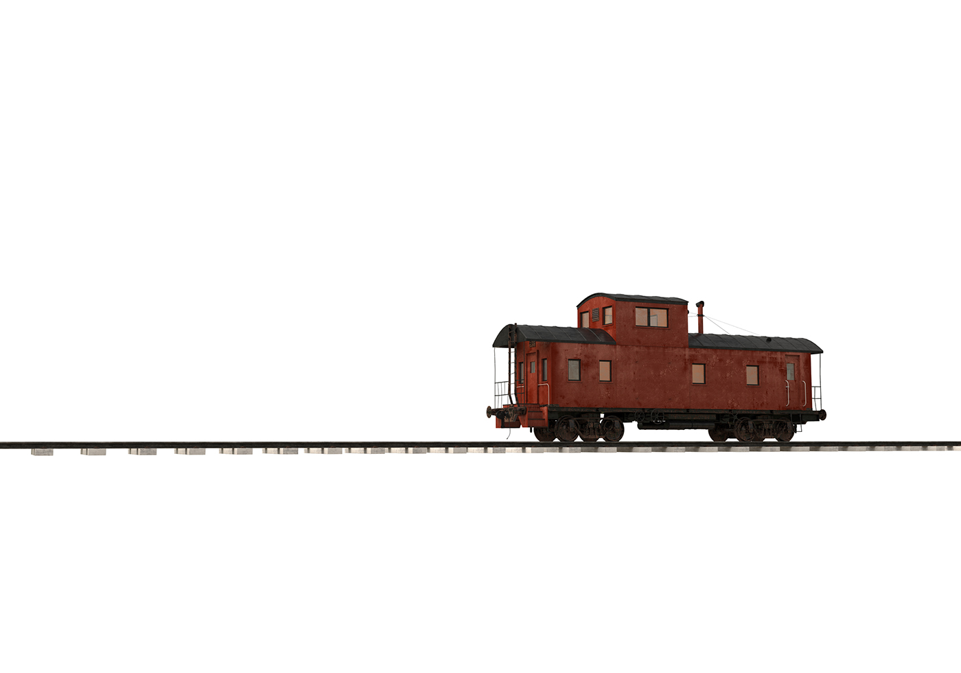 train red wagon 3d modeling Matte Painting