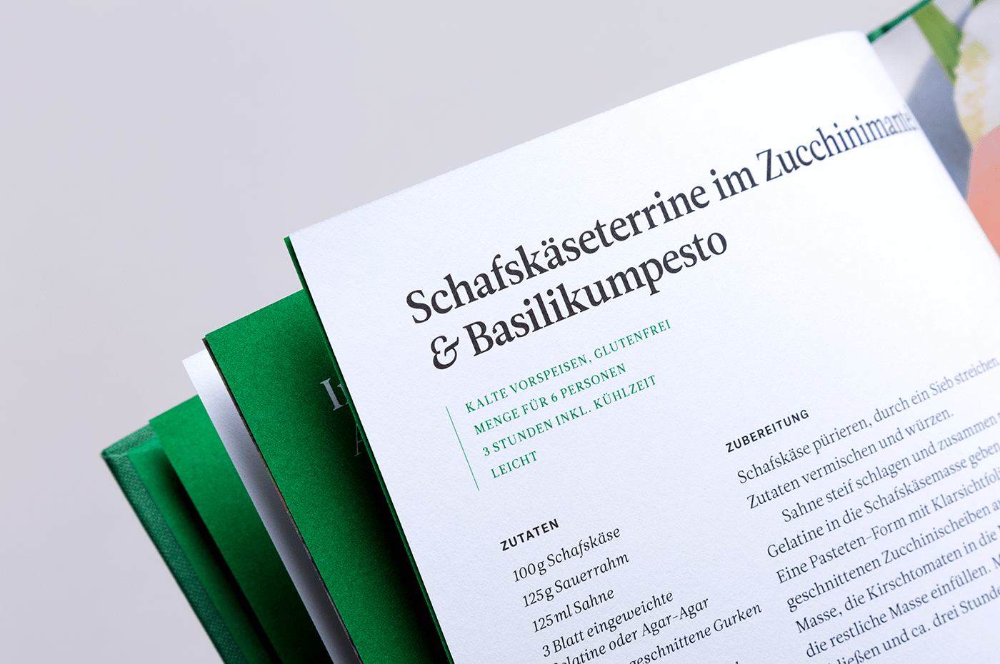 cookbook clothbound green eco-friendly recipe austria editorial print typography   Sustainable