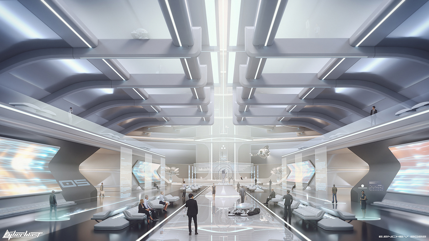 architecture concept design environment futuristic Interior Lobby modern Scifi