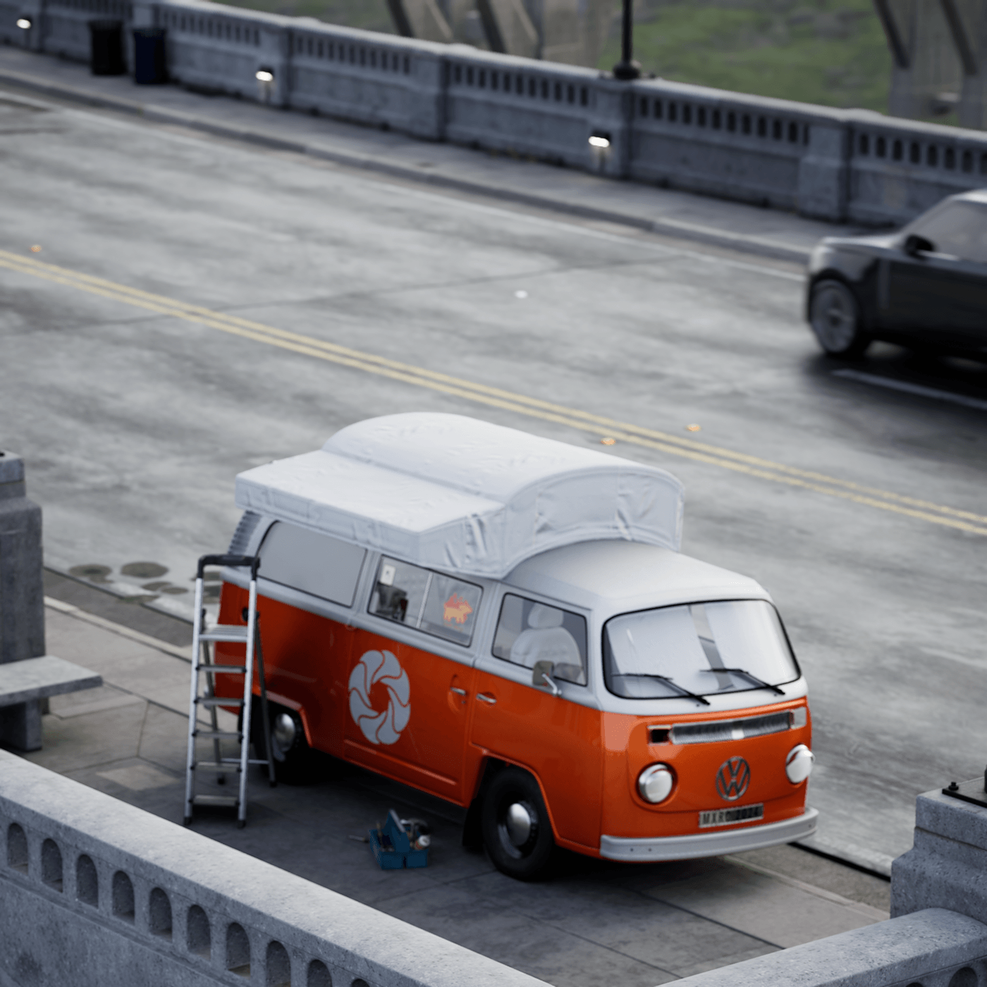 kombi volkswagen Mixirica Render Unreal Engine animation  highway Street Van Outdoor