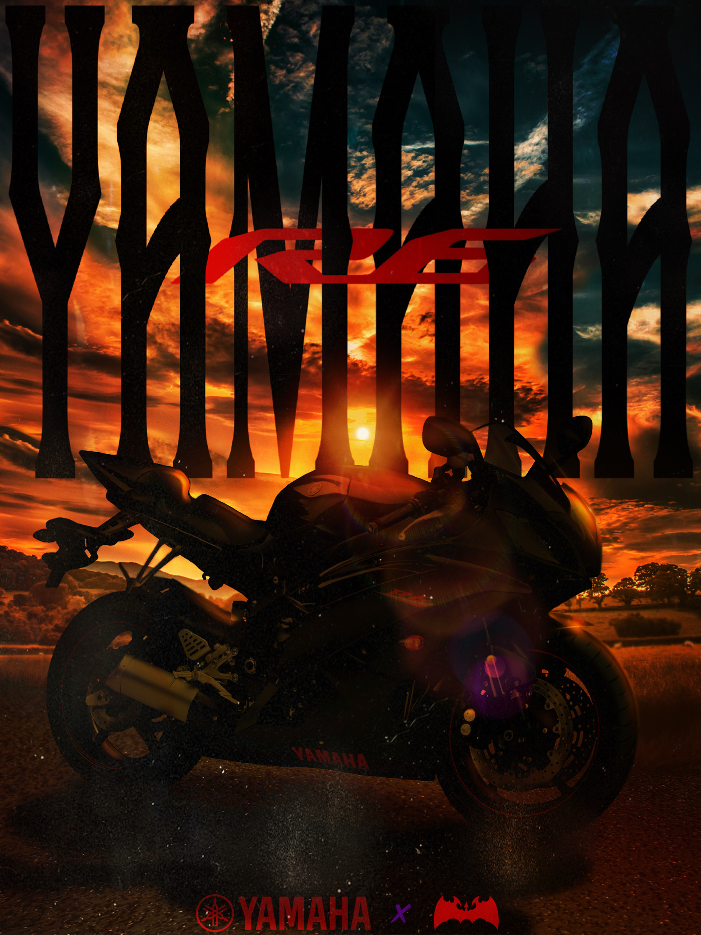 motorcycle yamaha poster design sunset R6 Bike
