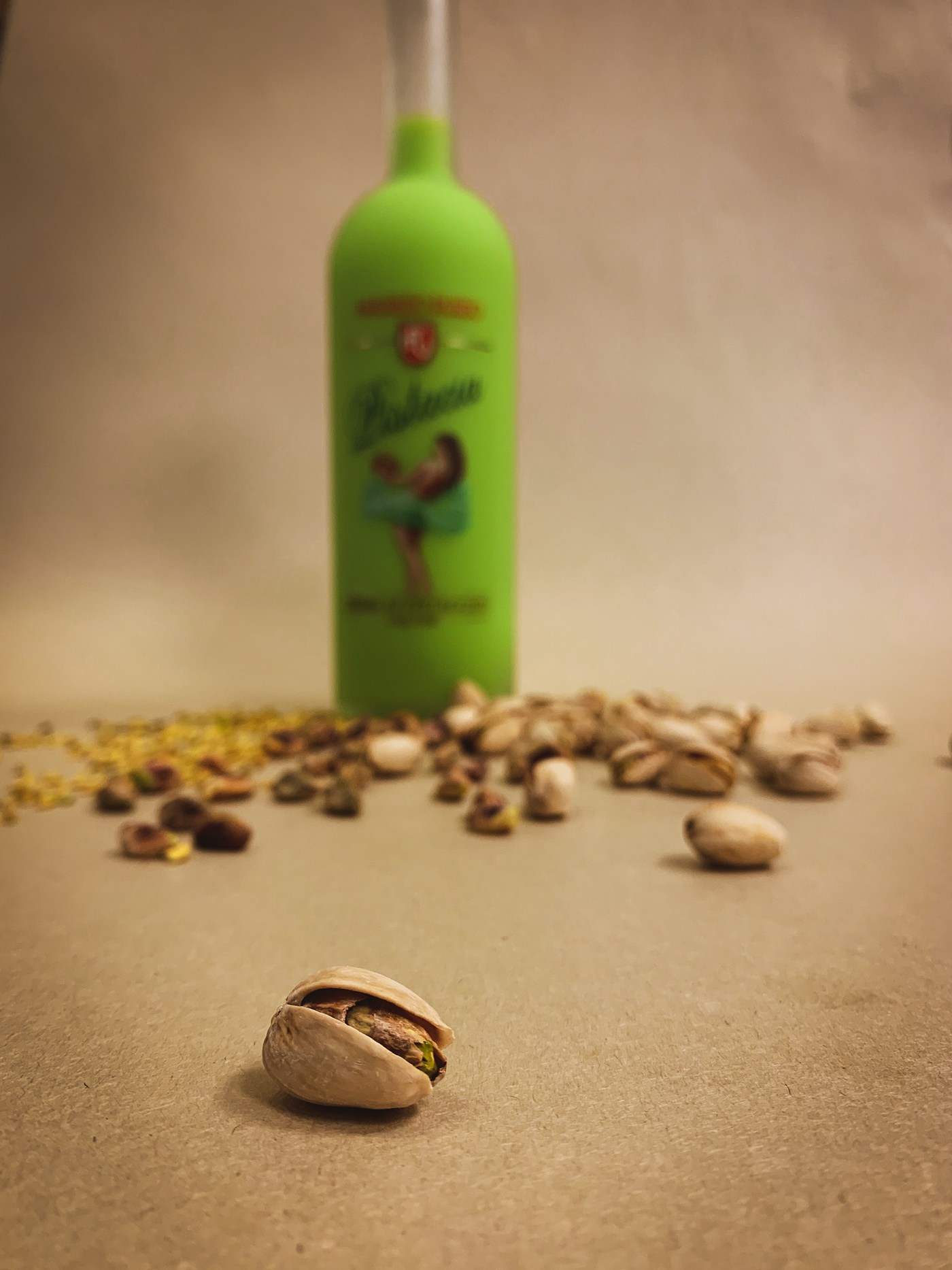 Pistachio liqueur alcohol pistachio Product Photography