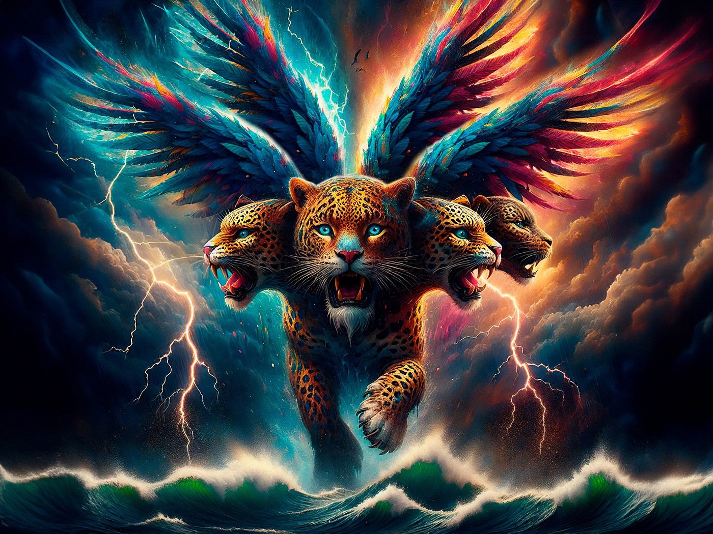 like a leopard, with four wings of a bird on its back. And the beast had four heads. Dan 7:6
