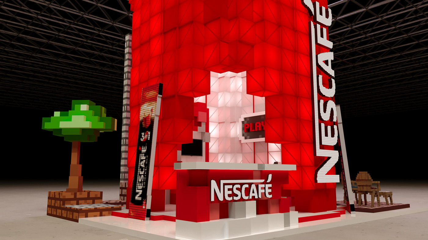 Ahmed Assem nescafe booth Nescafeَ Booth Comic Con Dubai Pixelated Designs