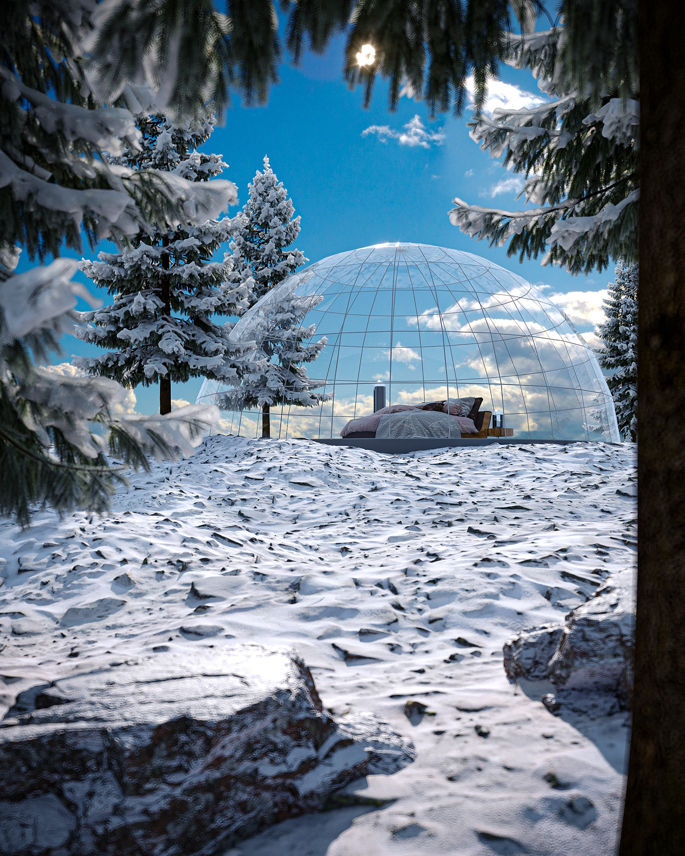 3ds max 3dsmax architecture archviz CGI corona Outdoor Render snow visualization