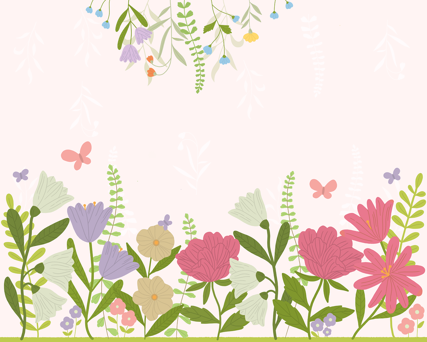 fairy Flowers wallpaper Digital Art  ILLUSTRATION  Character design  floral pattern walldesign interior design  kids illustration