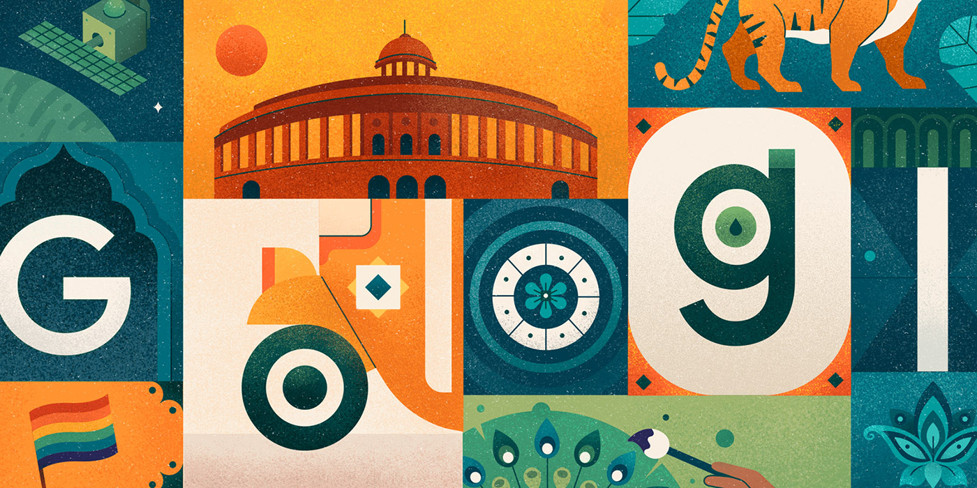 Google Doodle India Independence doodle ILLUSTRATION 