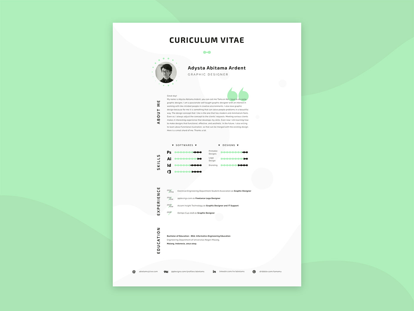 graphic design  cv design minimalist simple design resume design CV Resume Clean Design minimalist design print design 