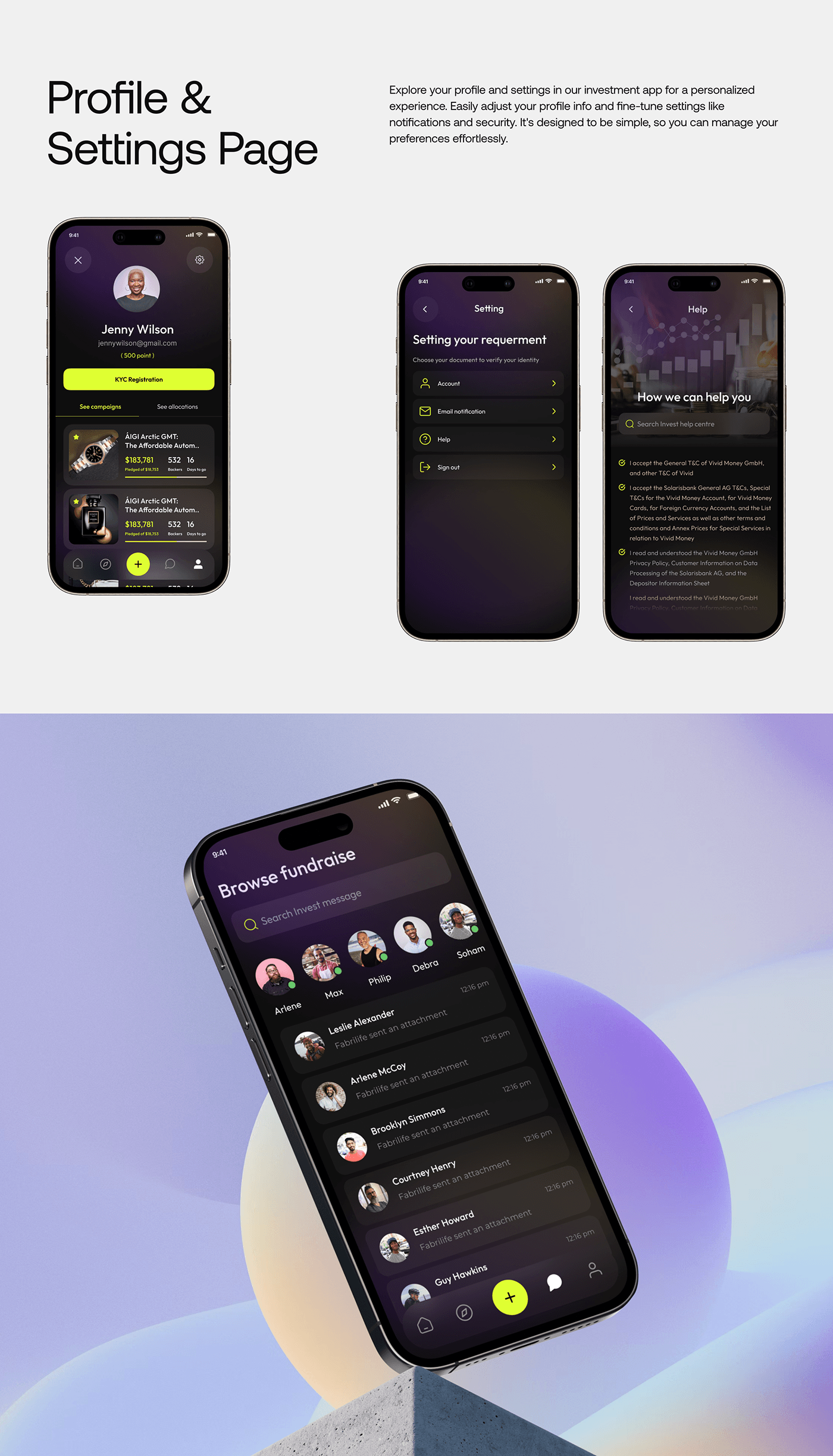 Investment investment app Fintech Startup crypto crowdfunding app UI/UX app design Figma UX Case Study