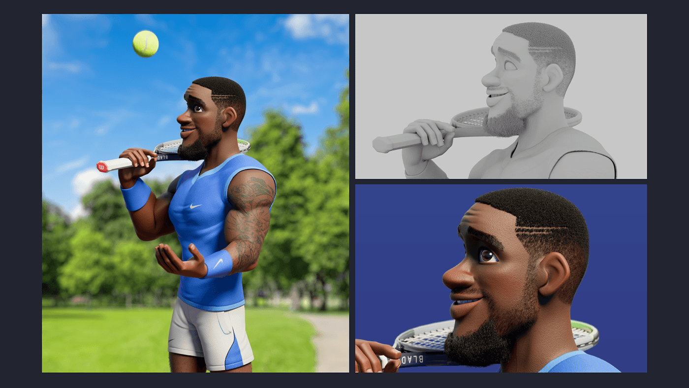 3D 3D Character 3D model 3d modeling cartoon 3D cartoon man tennis player tennis character desi