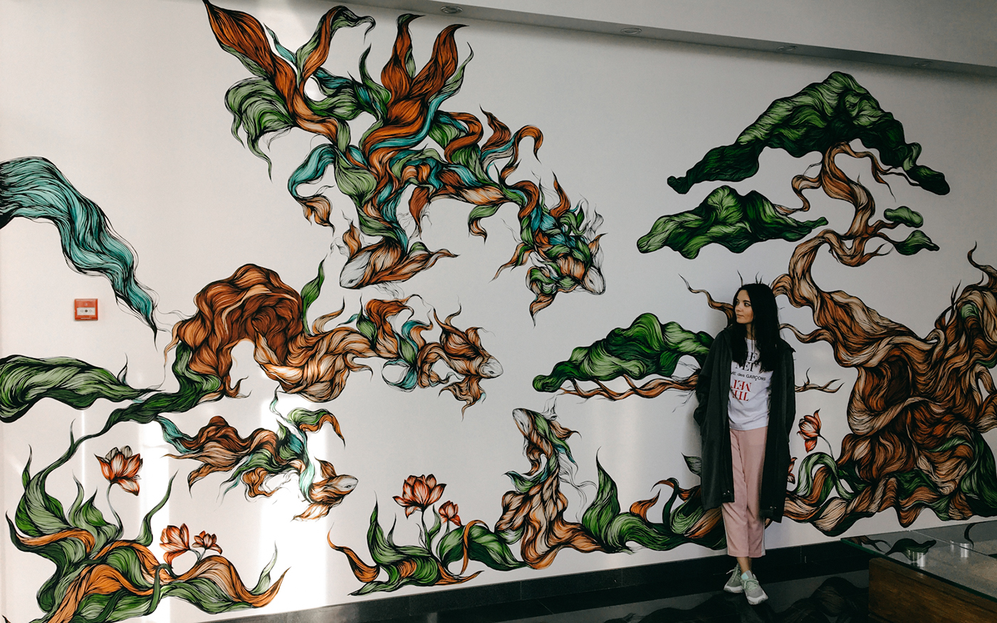 Mural mural art wall Decor Wall artist роспись стен bonsai interior decor