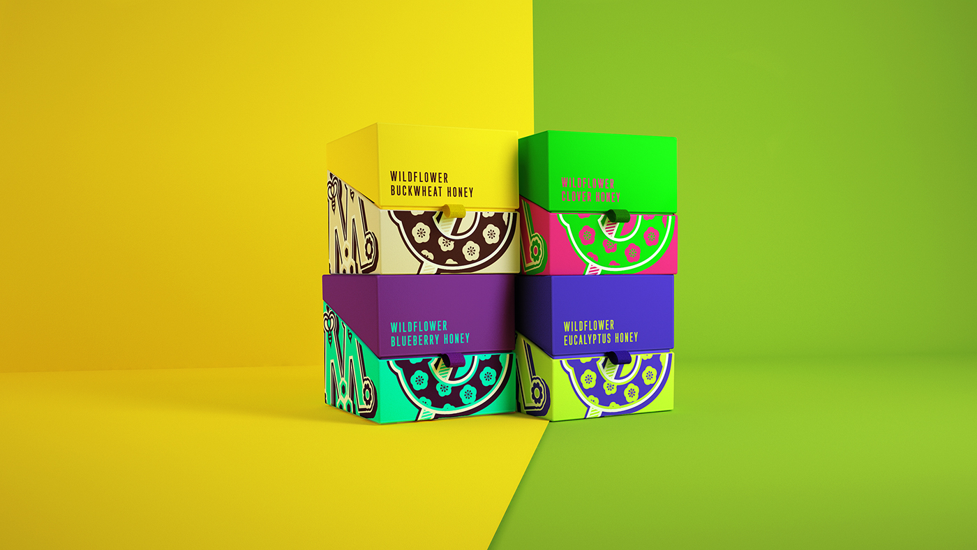 Packaging honey ILLUSTRATION  Scandinavian graphicdesign