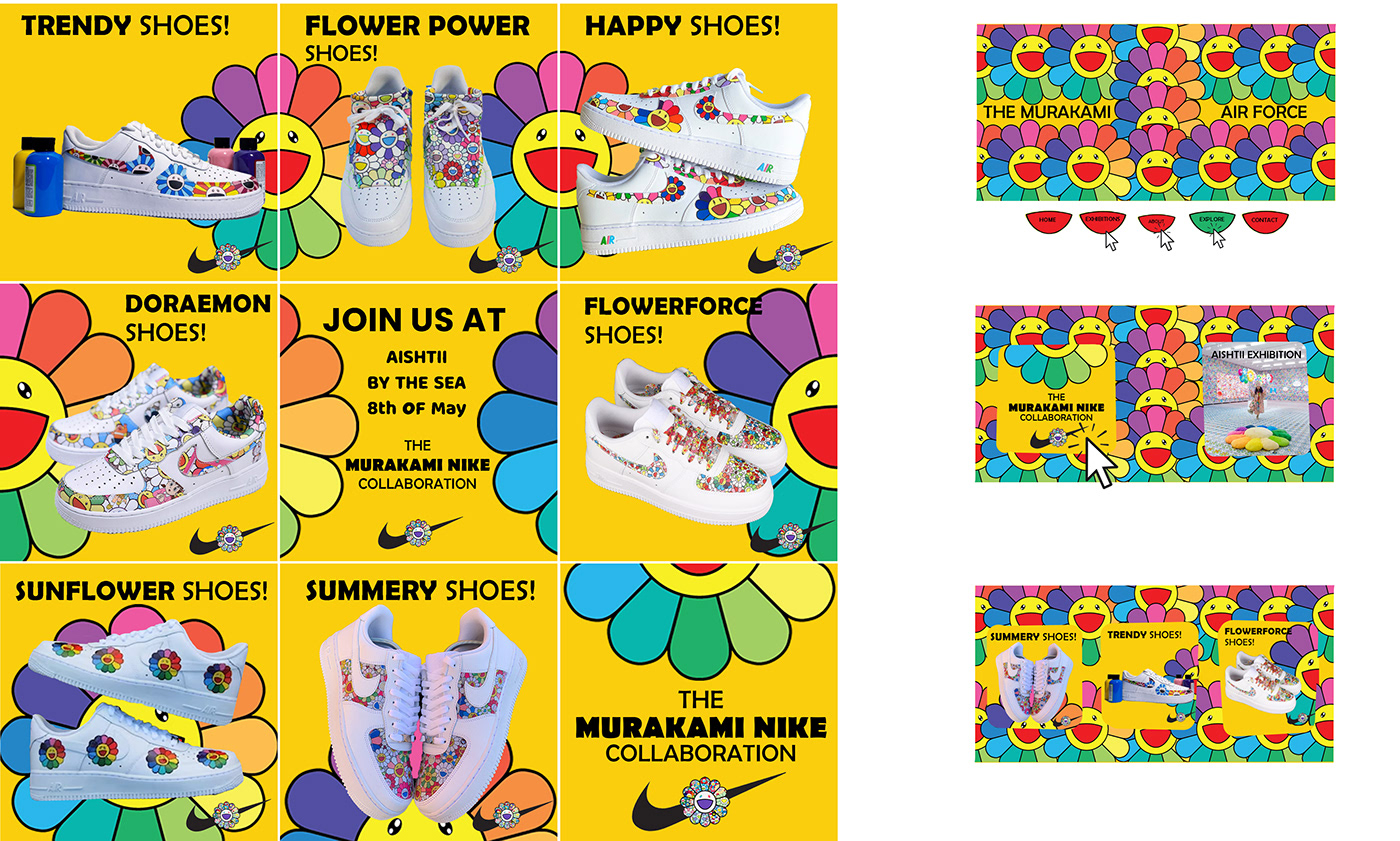 Advertising  airforce Flowers Nike post shoes sneakers Social media post Socialmedia Takashi Murakami