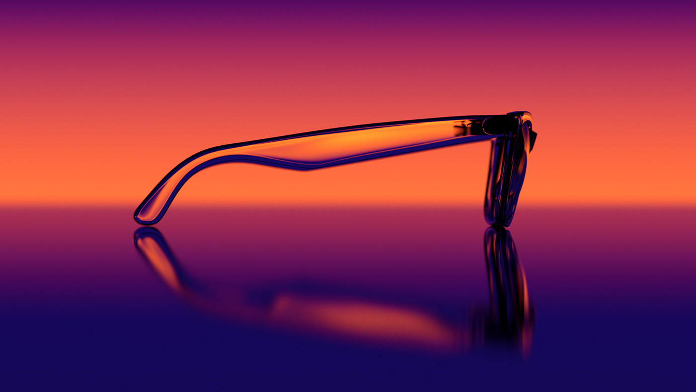 rayban Sunglasses CGI motiongraphics night neon bokeh acrylic Fashion  Render