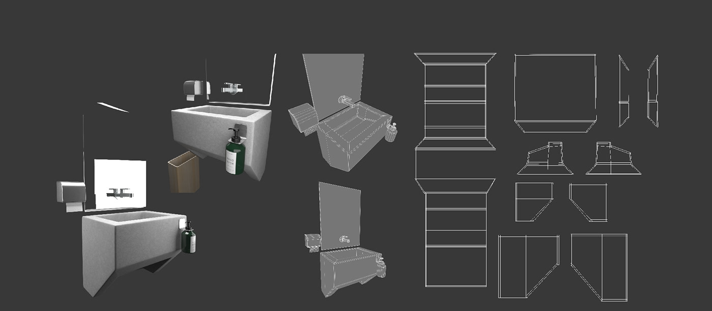3D 3d modeling visualization architecture 3D Visualization public washroom