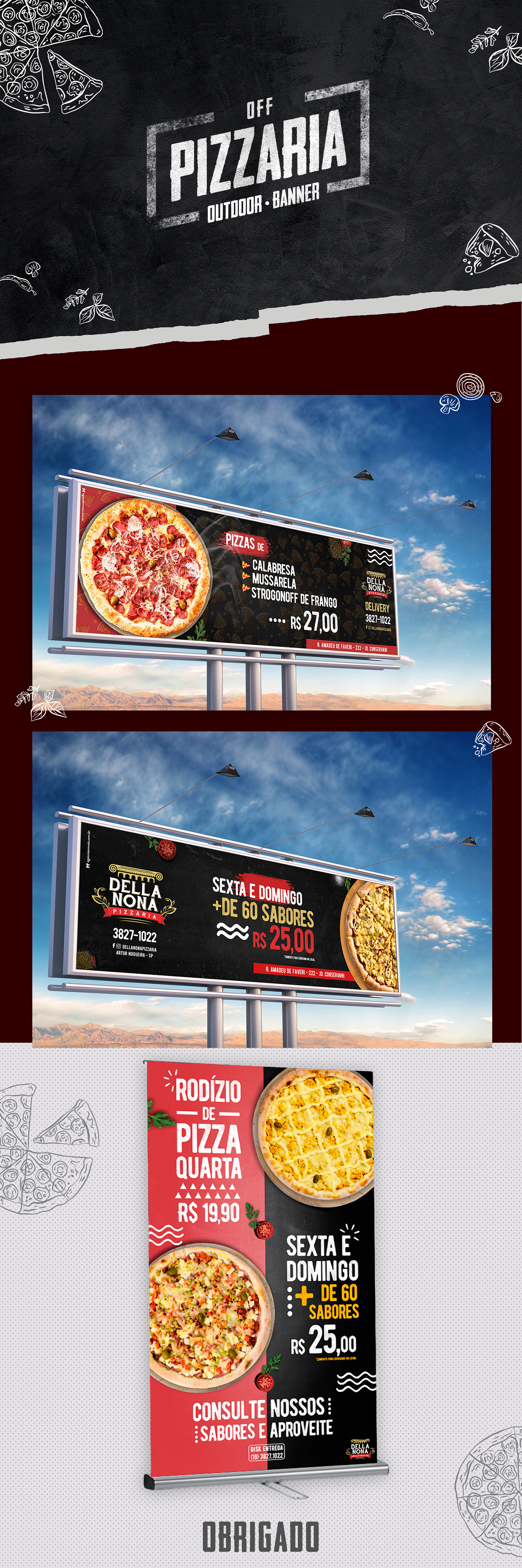 off. outdoor. Banner. pizzaria. Design. Food. mockup. PUBLICIDADE.