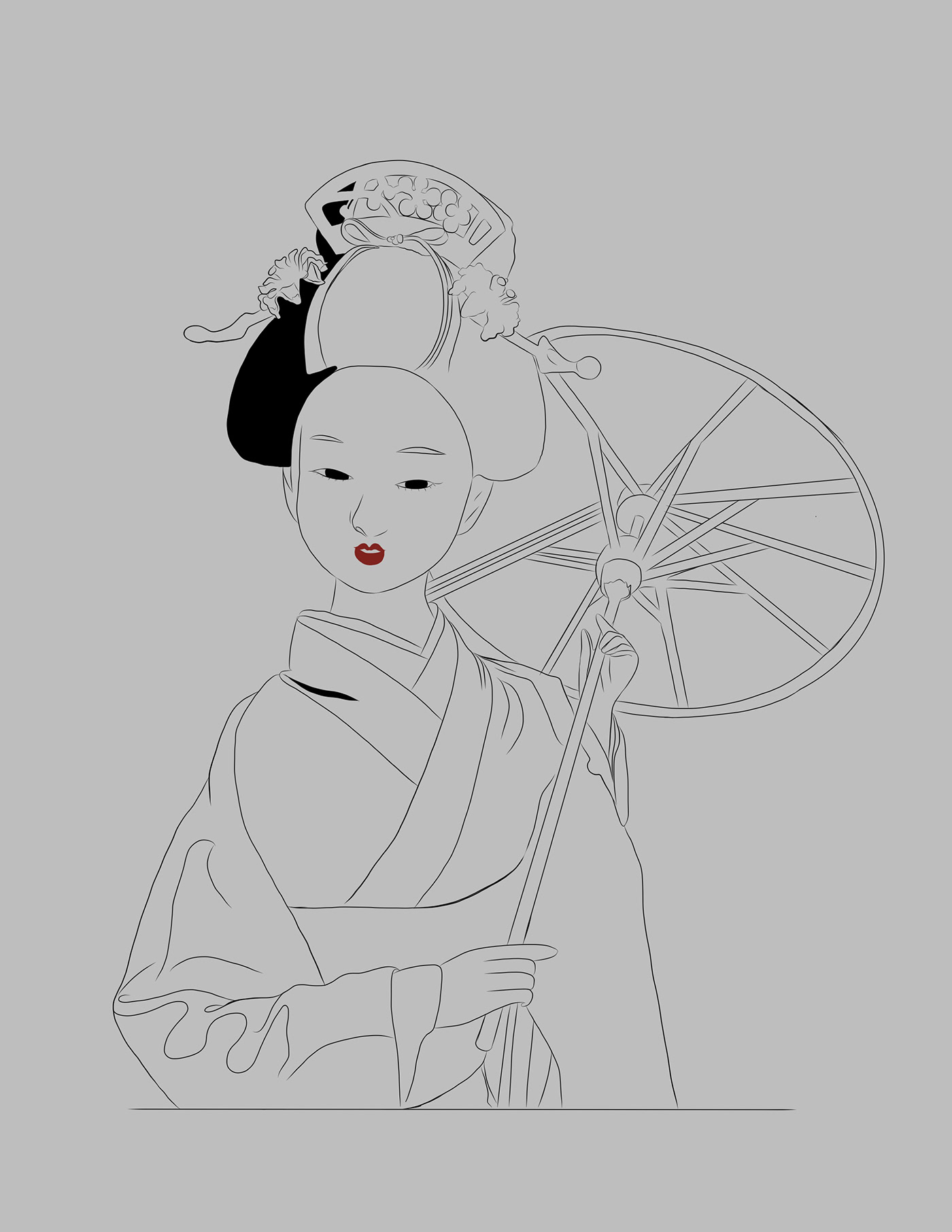 japanese girl japan japanese Japanese Traditional traditional asian culture ILLUSTRATION  Illustrator Drawing 