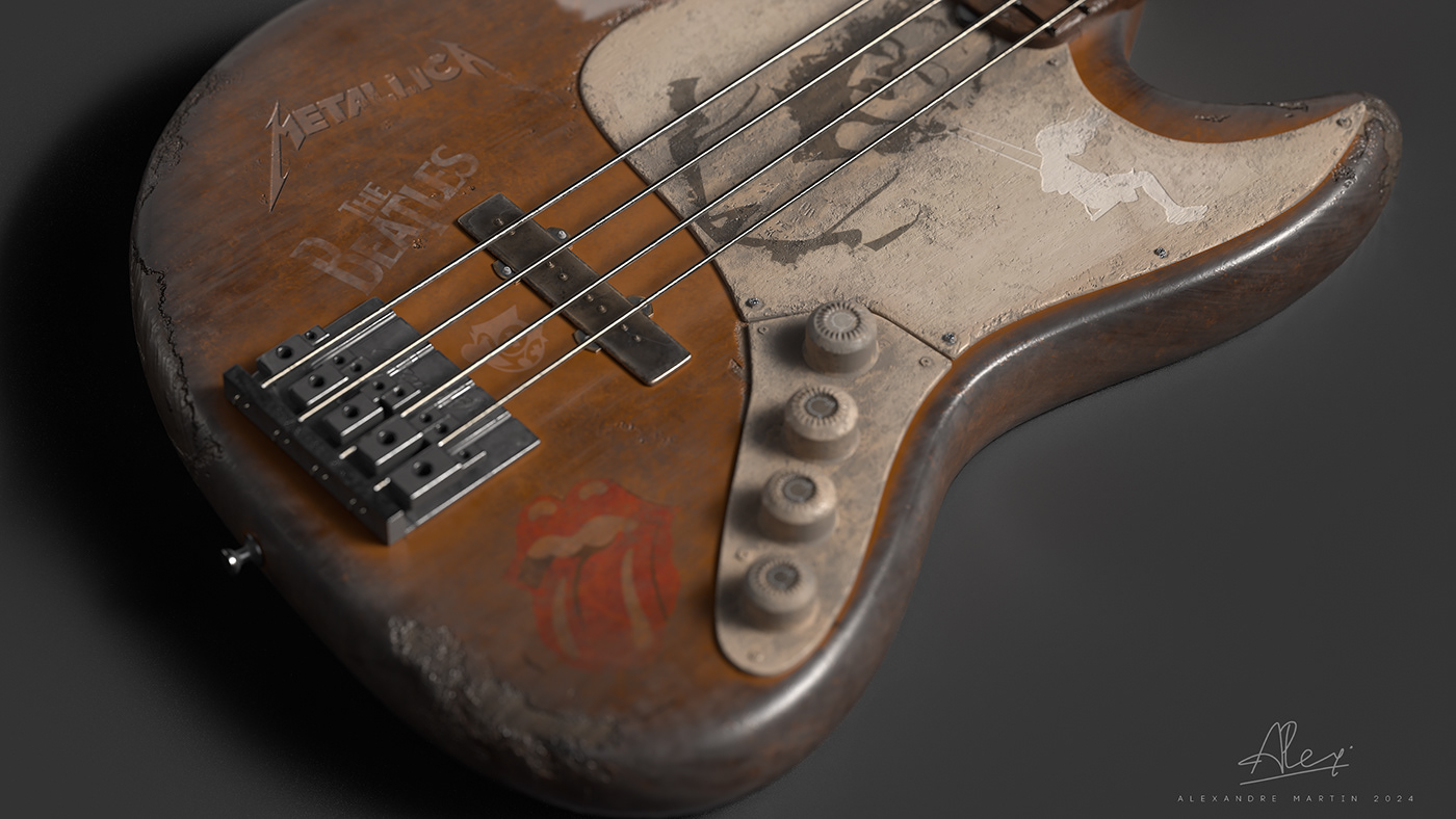 Musical Instrument Digital Art  3D 3dsmax adobe Substance Painter 3d modeling Zbrush modeling texturing