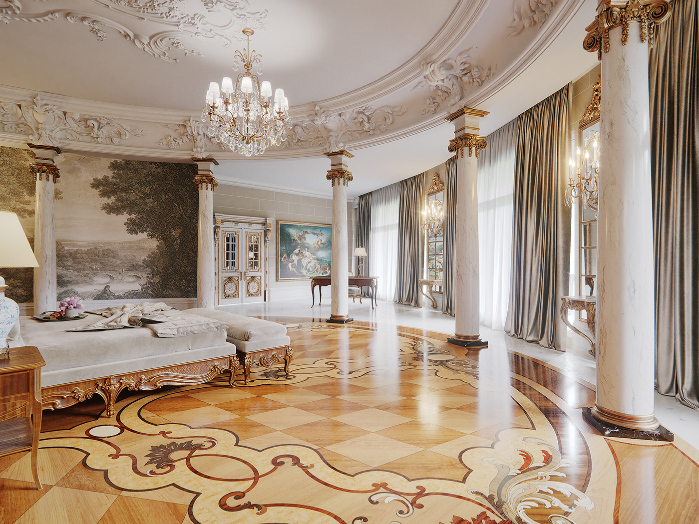 Interior kiev Barocco clasics bedroom provasi Marble