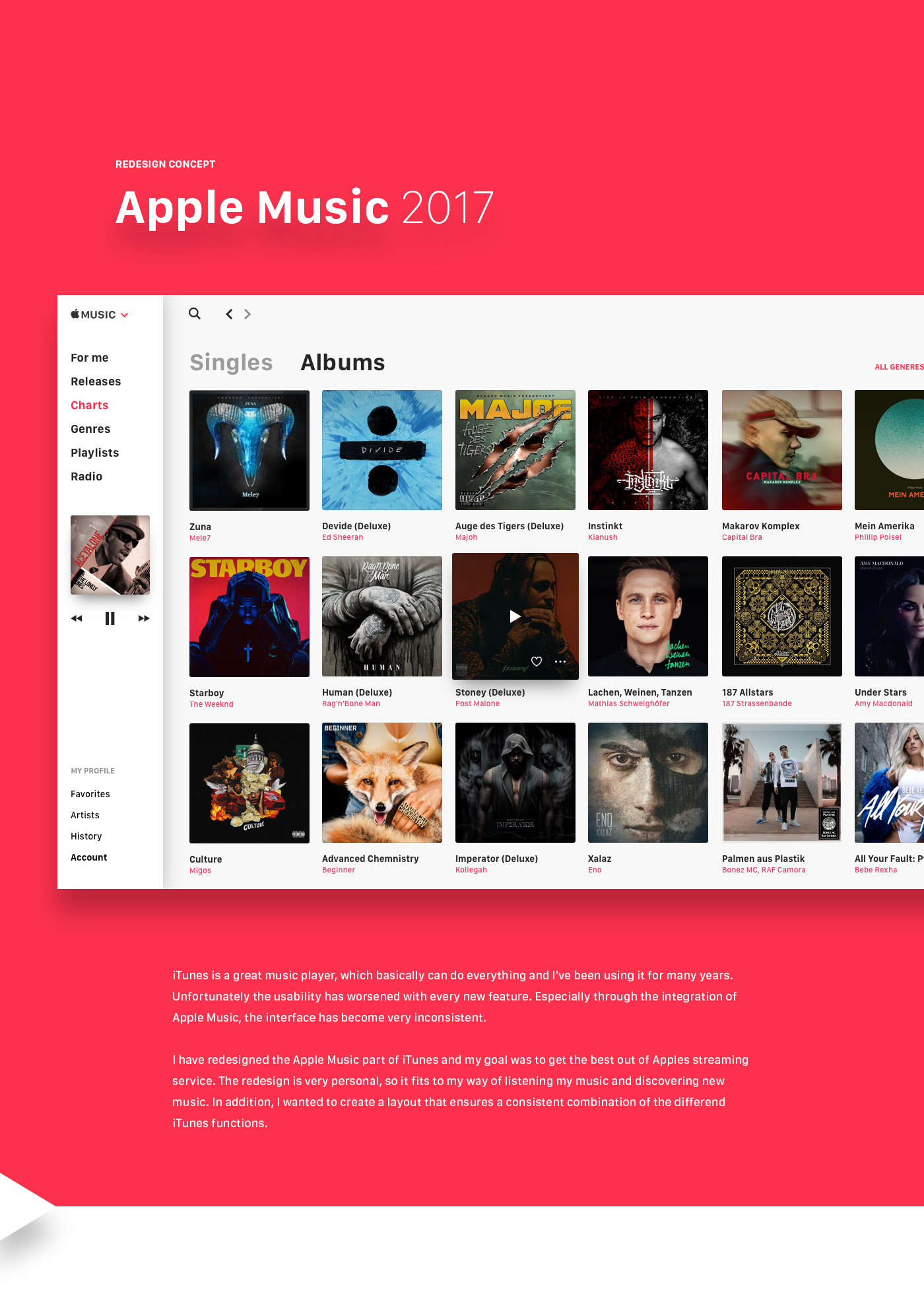 UI ux interaction design apple music Apple Music itunes redesign concept