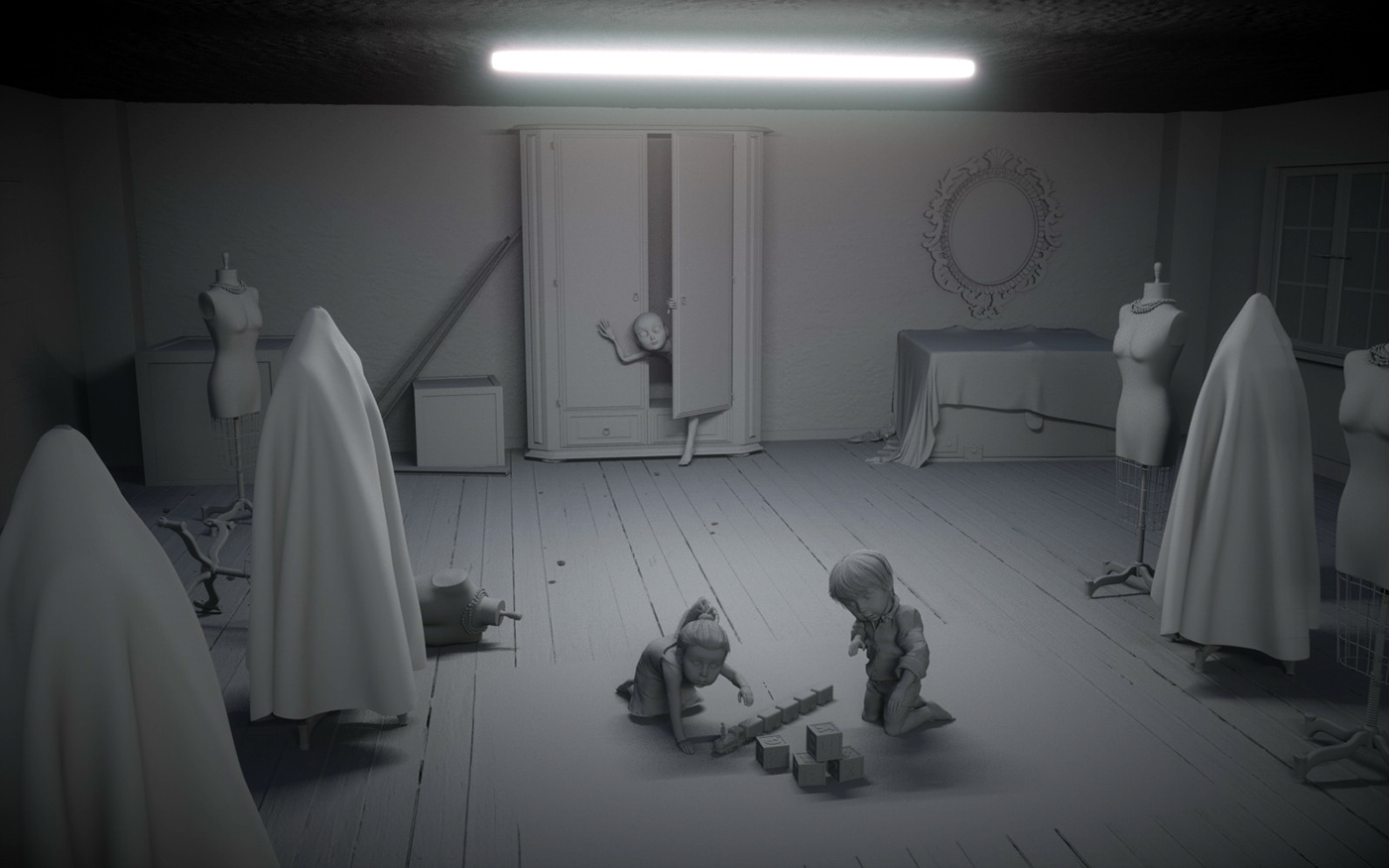 clothes dark dark art demon fabrics ghost horror kids play room